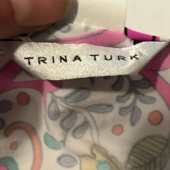 NWOT trina Turk caftan tunic beach swimsuit coverup lace up paisley pattern s XS - Picture 10 of 13